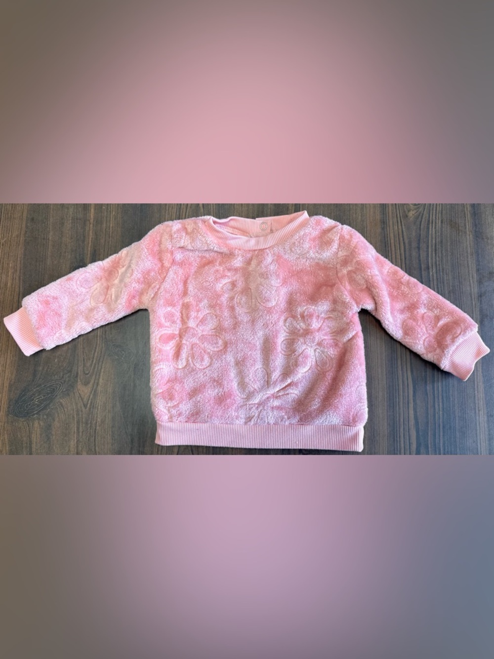 Pink Floral Plush Pullover Top for Infants